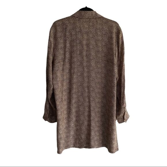 OLSEN EUROPE Silk Leopard Cheetah Print Button Front Midi Shirtdress Brown 14 - Picture 8 of 8